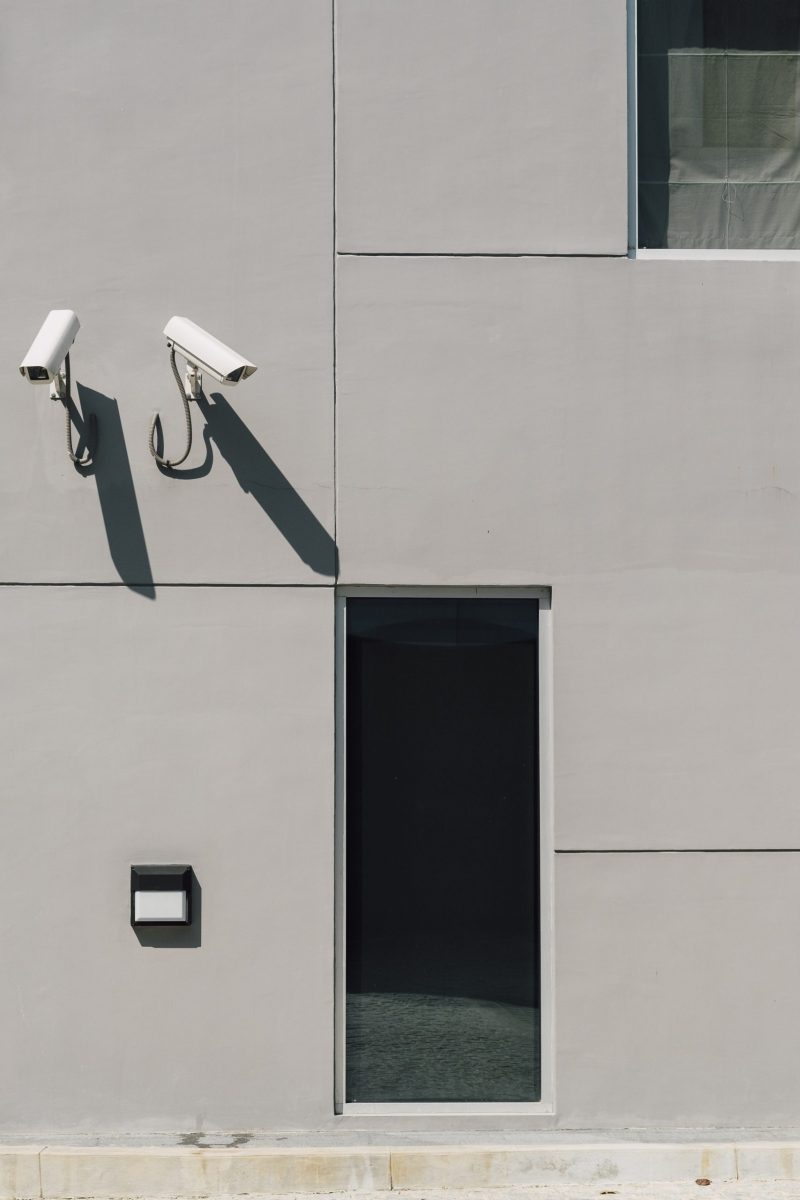 CCTV camera in front of building